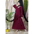 Asymmetrical abaya with overlapped panel- Maroon